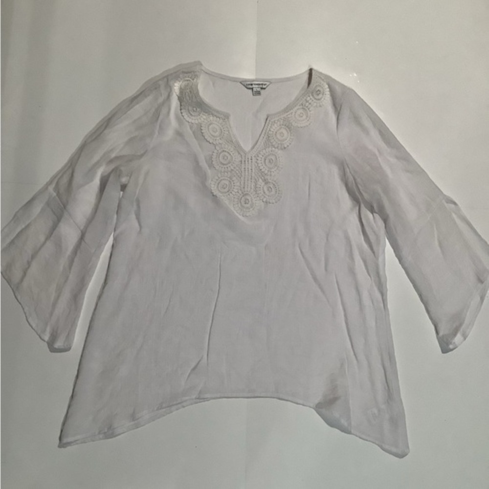 Counterparts Cream Asymmetrical 3/4 Sleeve Blouse